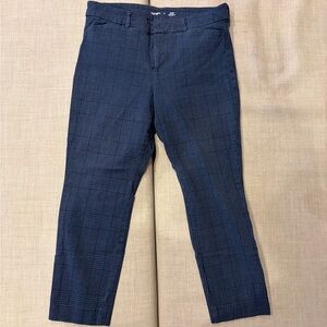Old Navy High-Rise Pixie Pants Blue Checkered